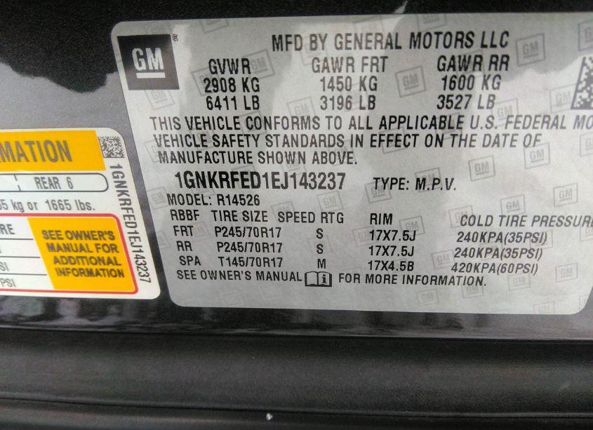 Photo 9 of 2014 Chevrolet Traverse LS (VIN 1GNKRFED1EJ143237)