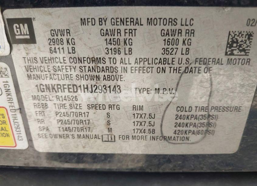 Photo 9 of 2017 Chevrolet Traverse LS (VIN 1GNKRFED1HJ293143)