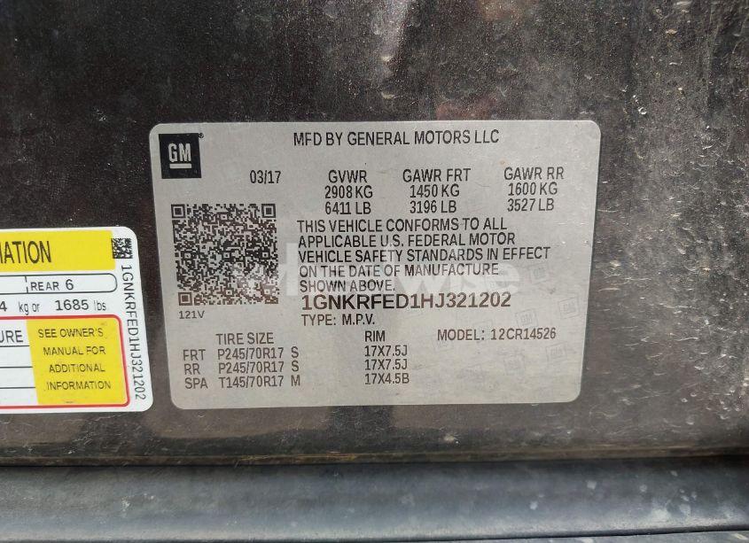 Photo 9 of 2017 Chevrolet Traverse LS (VIN 1GNKRFED1HJ321202)