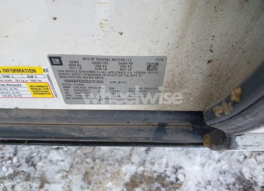 Photo 9 of 2013 Chevrolet Traverse LS (VIN 1GNKRFED2DJ121004)