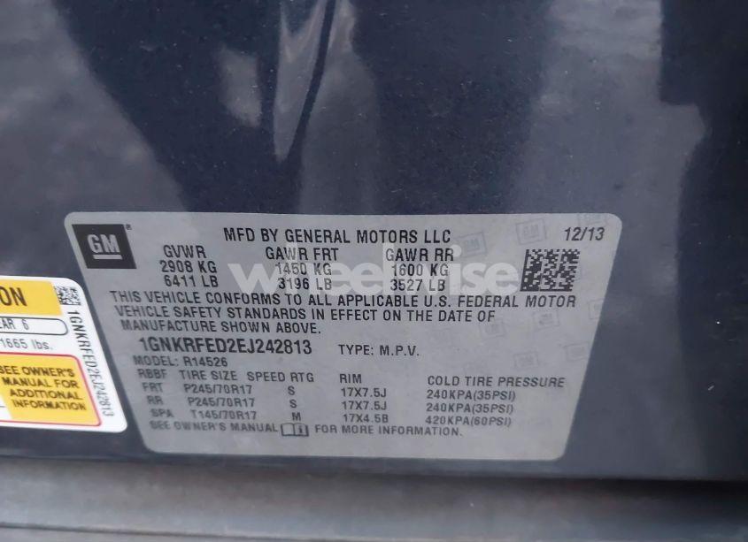 Photo 9 of 2014 Chevrolet Traverse LS (VIN 1GNKRFED2EJ242813)