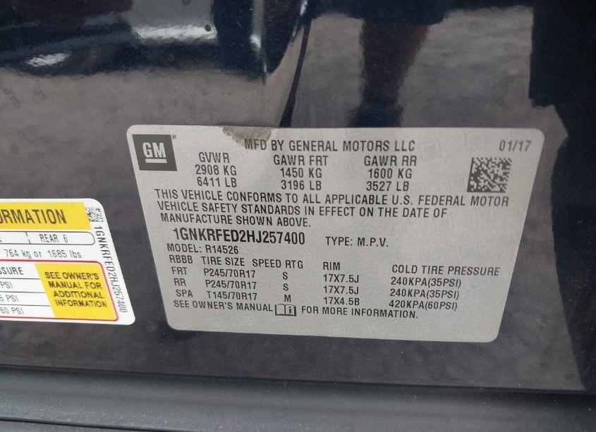 Photo 9 of 2017 Chevrolet Traverse LS (VIN 1GNKRFED2HJ257400)