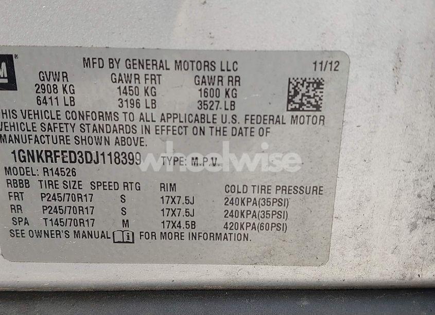 Photo 9 of 2013 Chevrolet Traverse LS (VIN 1GNKRFED3DJ118399)