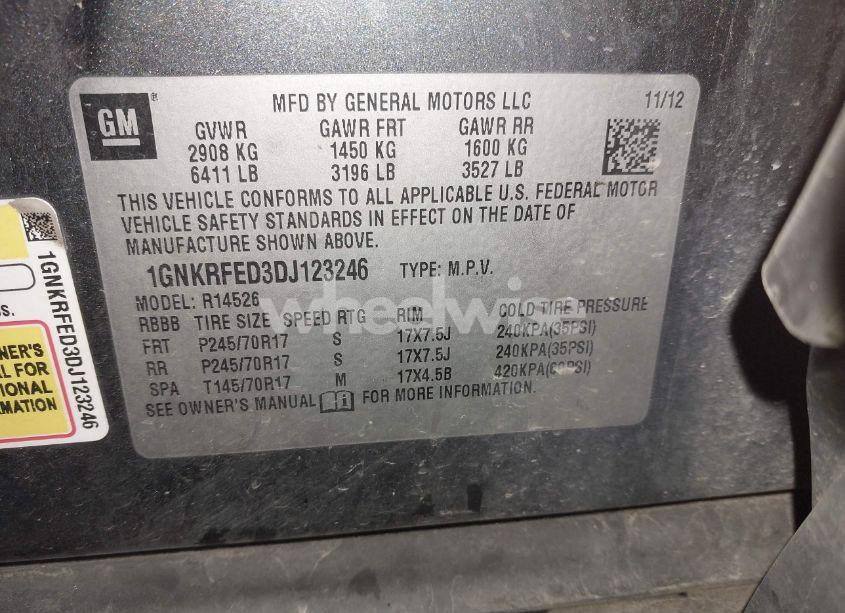 Photo 9 of 2013 Chevrolet Traverse LS (VIN 1GNKRFED3DJ123246)