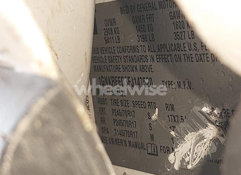 Photo 9 of 2015 Chevrolet Traverse LS (VIN 1GNKRFED3FJ147520)