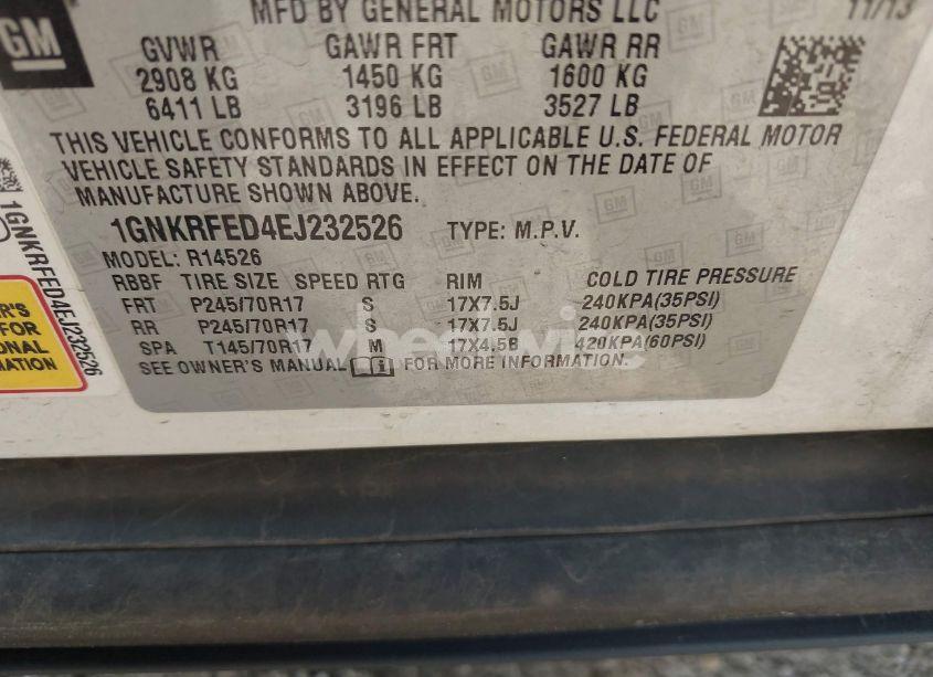 Photo 9 of 2014 Chevrolet Traverse LS (VIN 1GNKRFED4EJ232526)