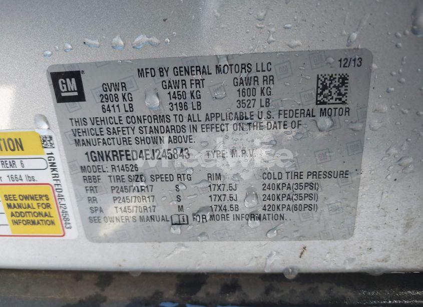 Photo 9 of 2014 Chevrolet Traverse LS (VIN 1GNKRFED4EJ245843)