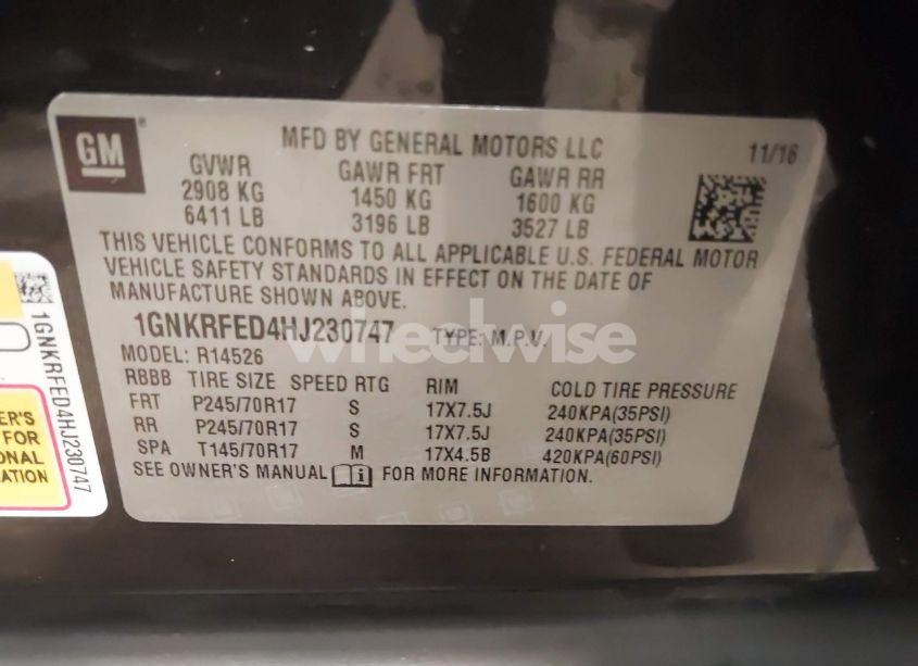 Photo 9 of 2017 Chevrolet Traverse LS (VIN 1GNKRFED4HJ230747)