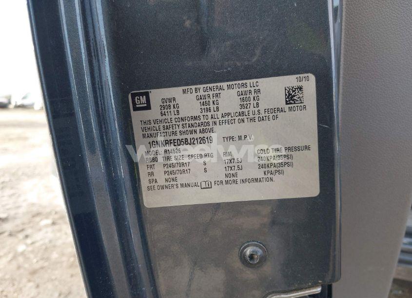 Photo 9 of 2011 Chevrolet Traverse LS (VIN 1GNKRFED5BJ212619)