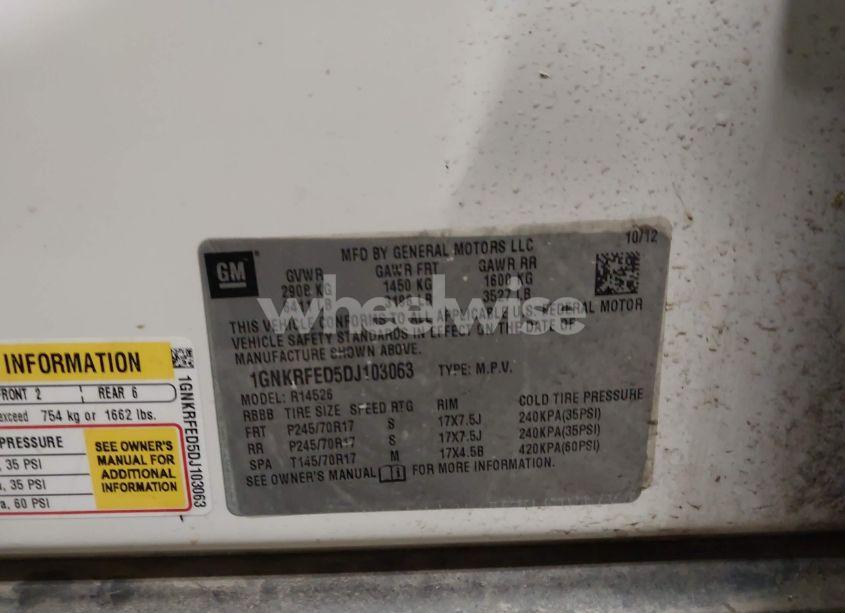 Photo 9 of 2013 Chevrolet Traverse LS (VIN 1GNKRFED5DJ103063)