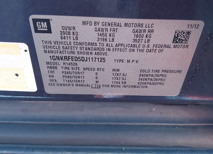 Photo 9 of 2013 Chevrolet Traverse LS (VIN 1GNKRFED5DJ117125)