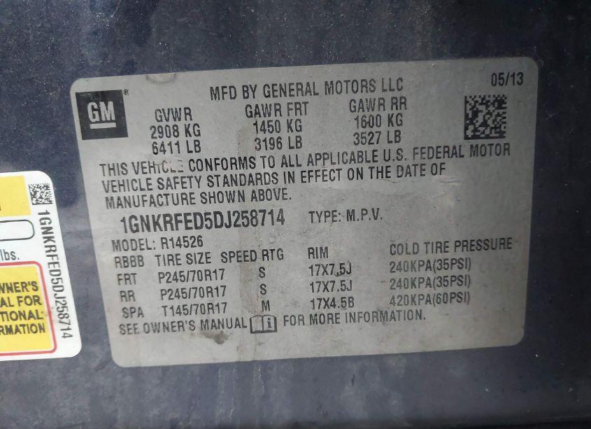 Photo 9 of 2013 Chevrolet Traverse LS (VIN 1GNKRFED5DJ258714)