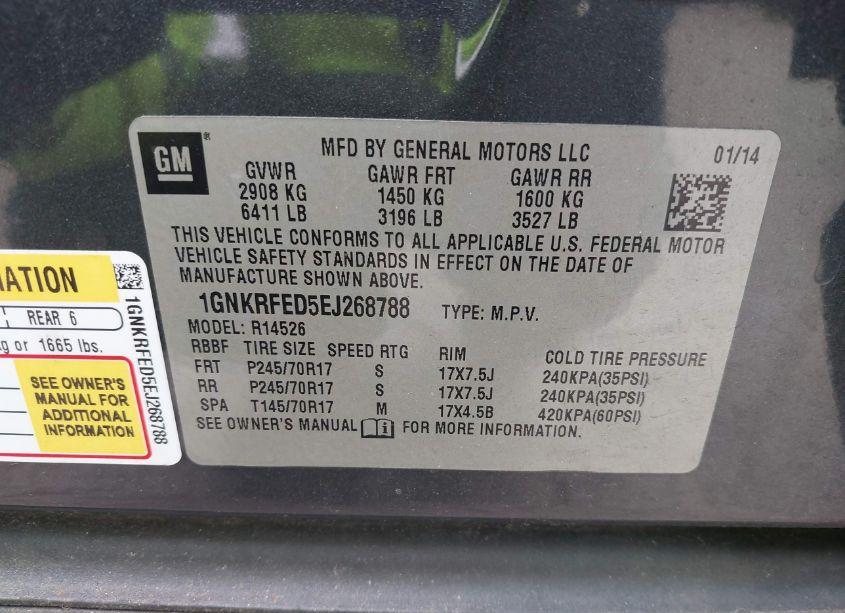 Photo 9 of 2014 Chevrolet Traverse LS (VIN 1GNKRFED5EJ268788)