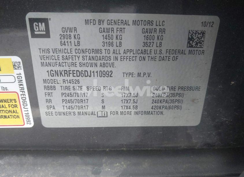 Photo 9 of 2013 Chevrolet Traverse LS (VIN 1GNKRFED6DJ110992)