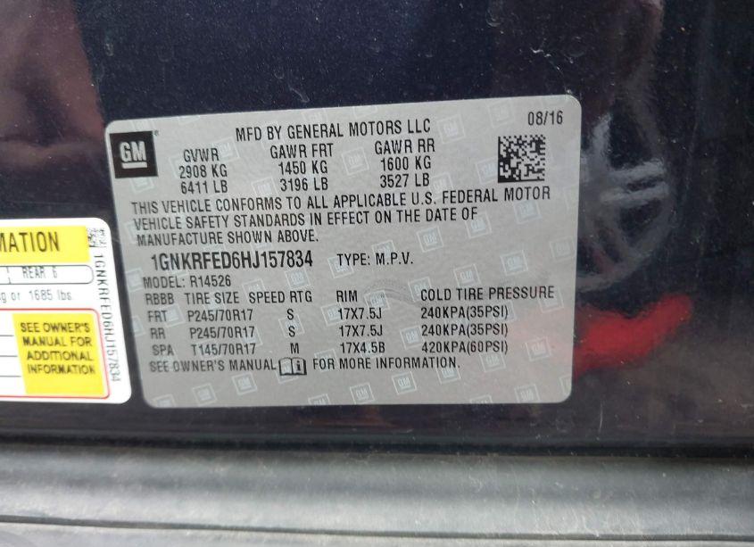 Photo 9 of 2017 Chevrolet Traverse LS (VIN 1GNKRFED6HJ157834)