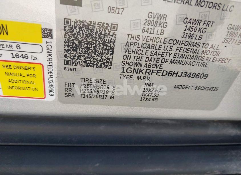 Photo 9 of 2017 Chevrolet Traverse LS (VIN 1GNKRFED6HJ349609)