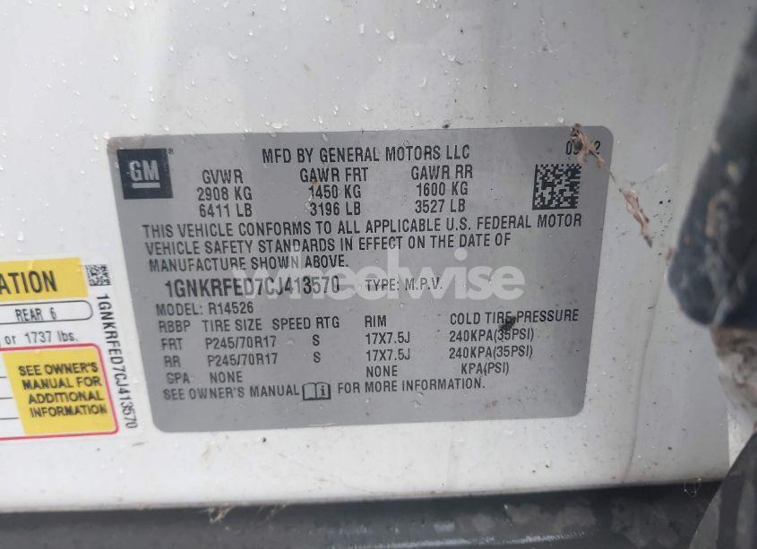 Photo 9 of 2012 Chevrolet Traverse LS (VIN 1GNKRFED7CJ413570)