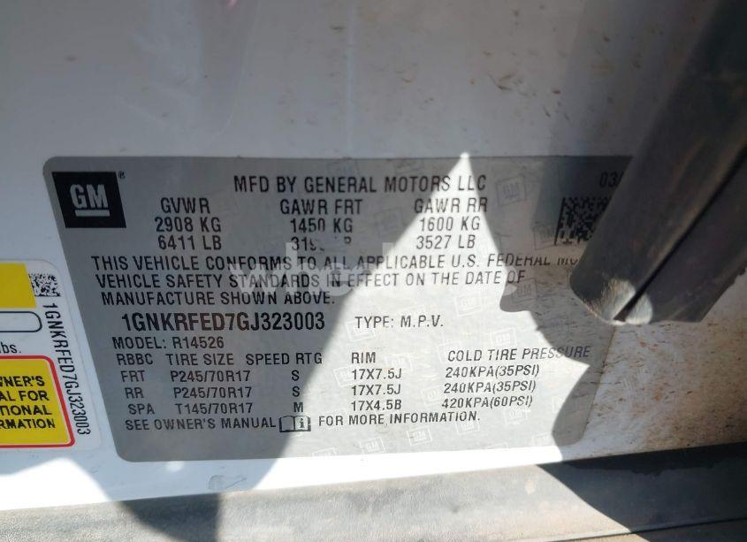 Photo 9 of 2016 Chevrolet Traverse LS (VIN 1GNKRFED7GJ323003)