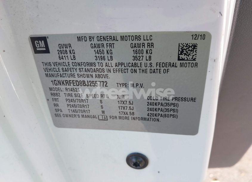 Photo 9 of 2011 Chevrolet Traverse LS (VIN 1GNKRFED8BJ255772)