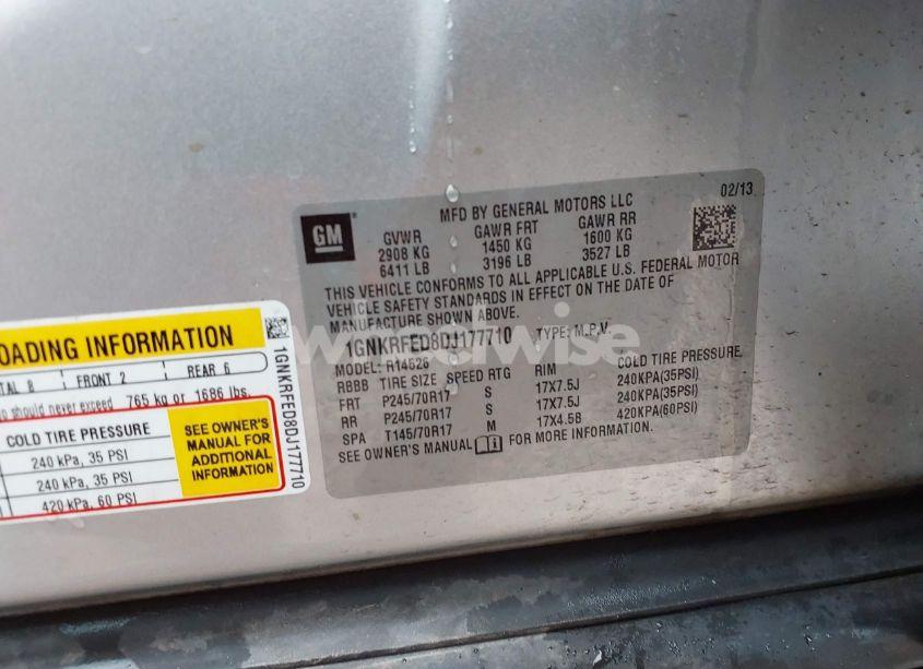 Photo 9 of 2013 Chevrolet Traverse LS (VIN 1GNKRFED8DJ177710)