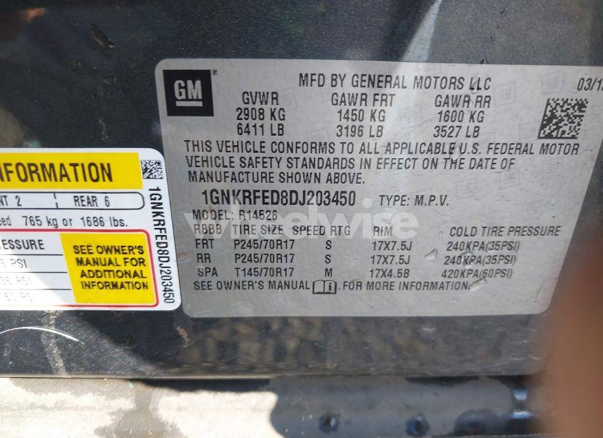 Photo 9 of 2013 Chevrolet Traverse LS (VIN 1GNKRFED8DJ203450)