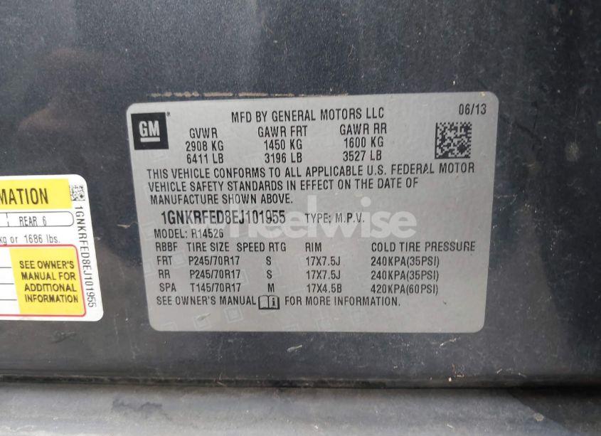 Photo 9 of 2014 Chevrolet Traverse LS (VIN 1GNKRFED8EJ101955)