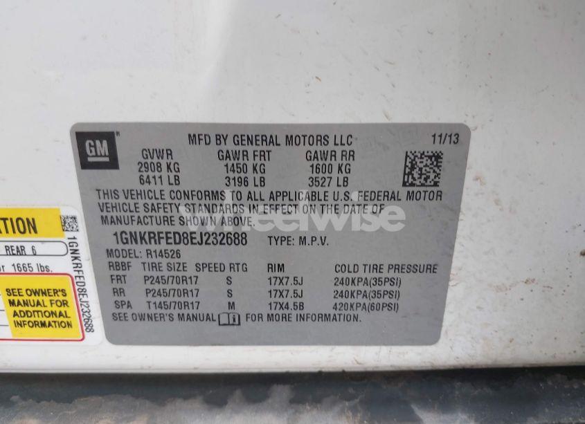 Photo 9 of 2014 Chevrolet Traverse LS (VIN 1GNKRFED8EJ232688)