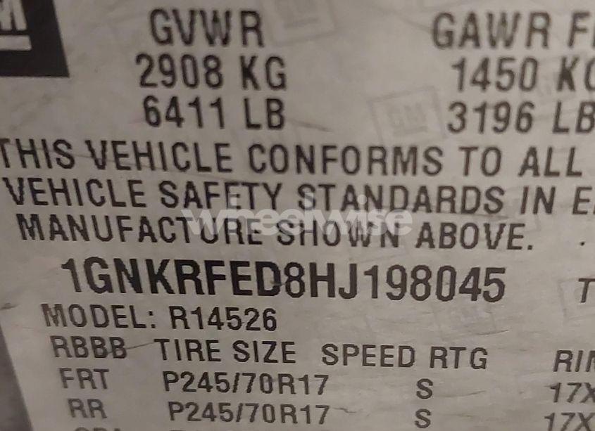 Photo 9 of 2017 Chevrolet Traverse LS (VIN 1GNKRFED8HJ198045)