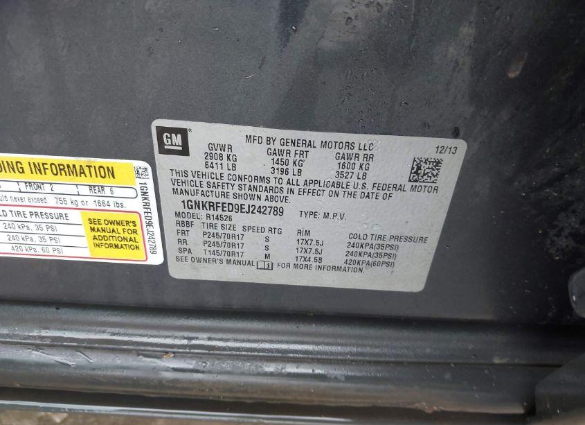 Photo 9 of 2014 Chevrolet Traverse LS (VIN 1GNKRFED9EJ242789)