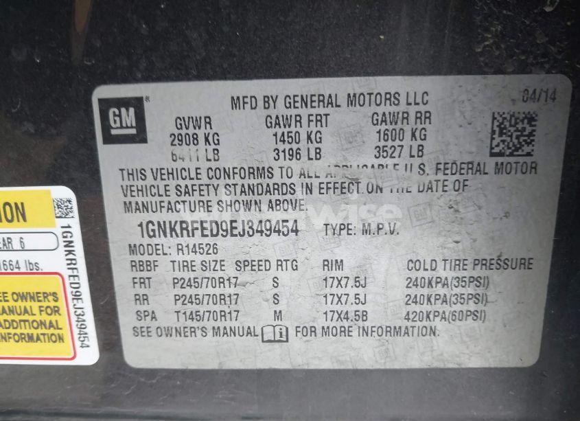 Photo 9 of 2014 Chevrolet Traverse LS (VIN 1GNKRFED9EJ349454)