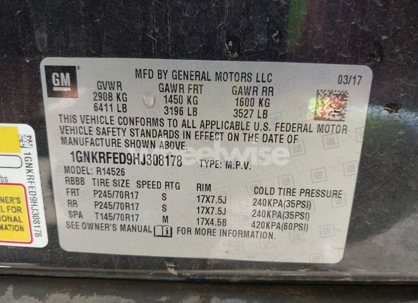 Photo 9 of 2017 Chevrolet Traverse LS (VIN 1GNKRFED9HJ308178)