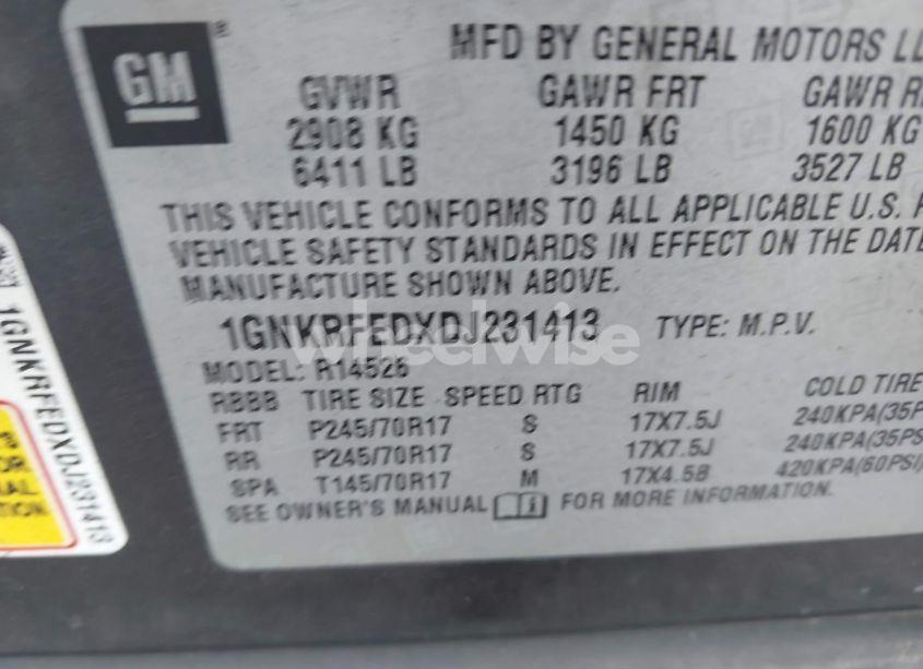 Photo 9 of 2013 Chevrolet Traverse LS (VIN 1GNKRFEDXDJ231413)