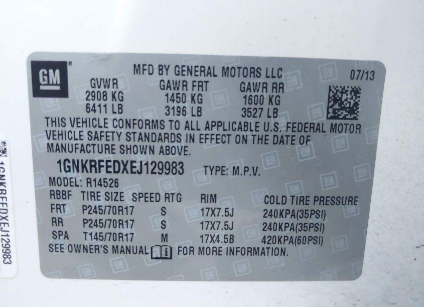 Photo 9 of 2014 Chevrolet Traverse LS (VIN 1GNKRFEDXEJ129983)