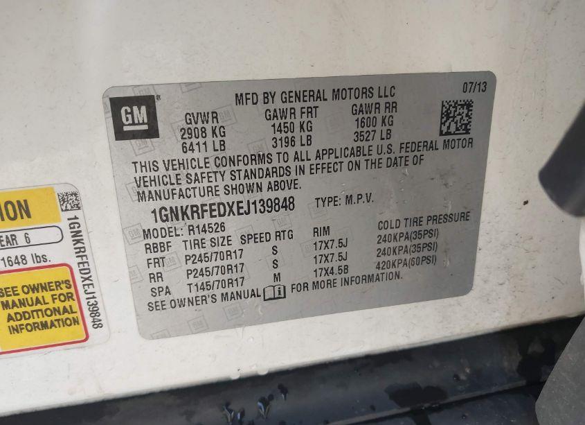 Photo 9 of 2014 Chevrolet Traverse LS (VIN 1GNKRFEDXEJ139848)