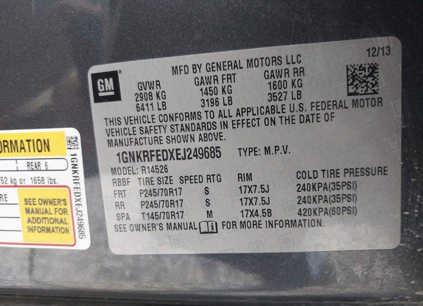 Photo 9 of 2014 Chevrolet Traverse LS (VIN 1GNKRFEDXEJ249685)