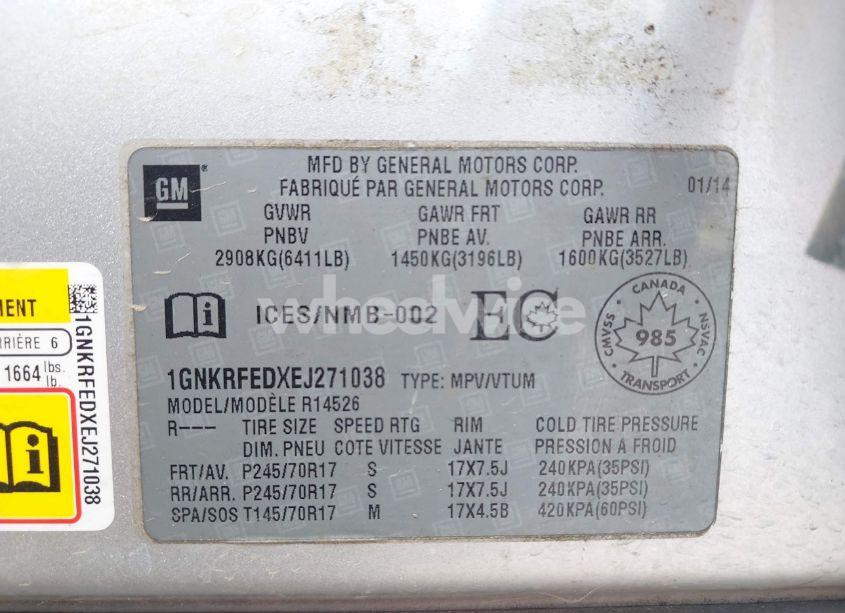 Photo 9 of 2014 Chevrolet Traverse LS (VIN 1GNKRFEDXEJ271038)