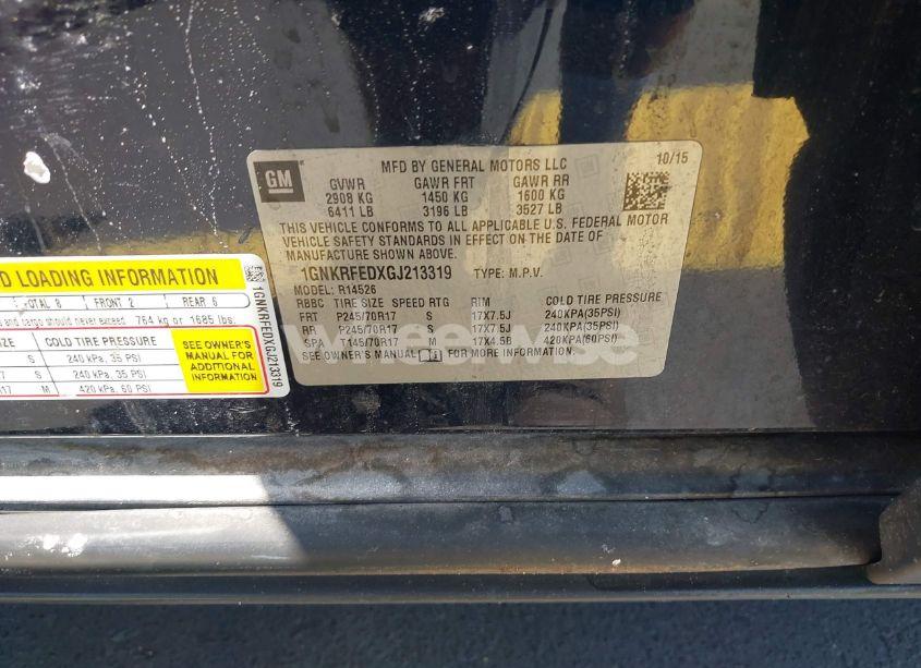 Photo 9 of 2016 Chevrolet Traverse LS (VIN 1GNKRFEDXGJ213319)