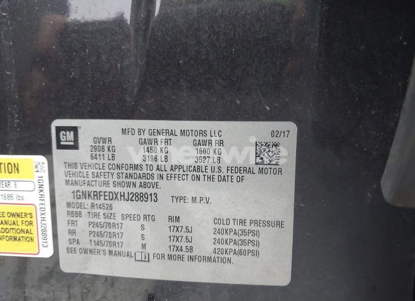 Photo 9 of 2017 Chevrolet Traverse LS (VIN 1GNKRFEDXHJ288913)