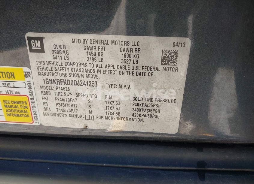 Photo 9 of 2013 Chevrolet Traverse LS (VIN 1GNKRFKD0DJ241257)