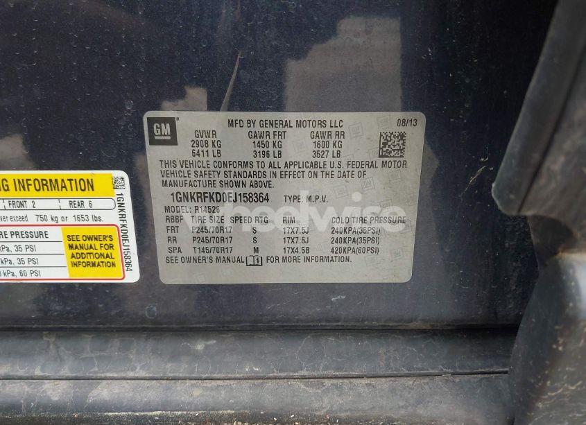 Photo 9 of 2014 Chevrolet Traverse LS (VIN 1GNKRFKD0EJ158364)