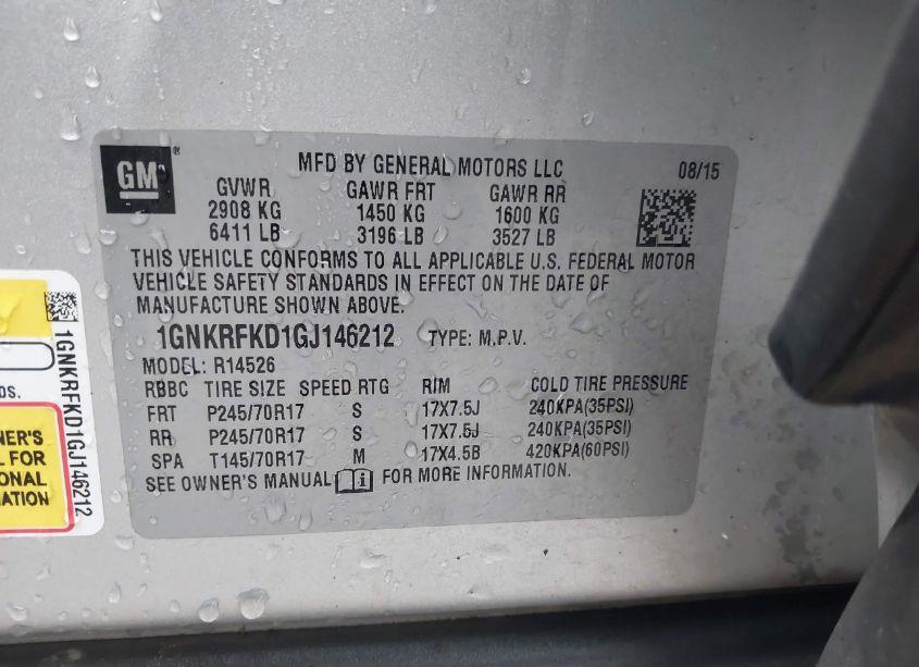 Photo 9 of 2016 Chevrolet Traverse LS (VIN 1GNKRFKD1GJ146212)