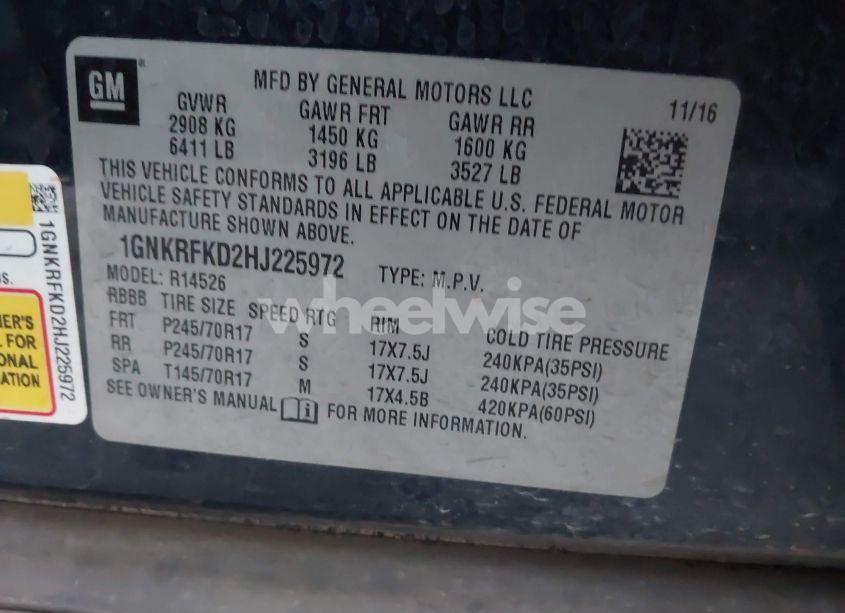 Photo 9 of 2017 Chevrolet Traverse LS (VIN 1GNKRFKD2HJ225972)