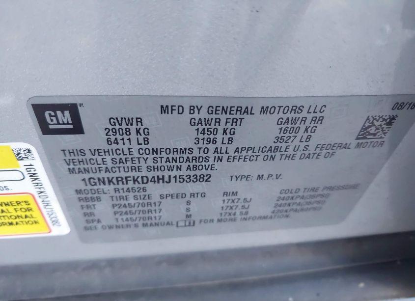 Photo 9 of 2017 Chevrolet Traverse LS (VIN 1GNKRFKD4HJ153382)