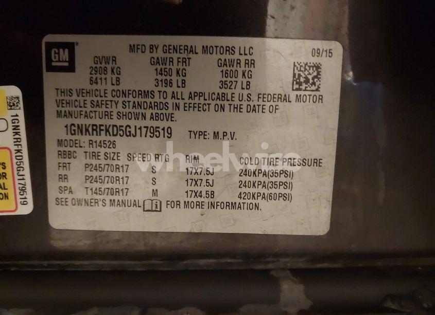 Photo 9 of 2016 Chevrolet Traverse LS (VIN 1GNKRFKD5GJ179519)