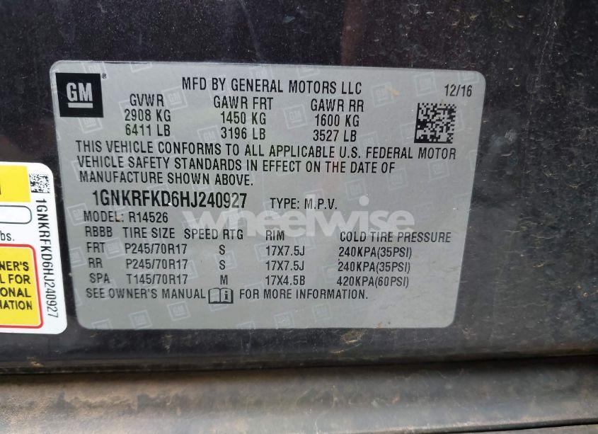 Photo 9 of 2017 Chevrolet Traverse LS (VIN 1GNKRFKD6HJ240927)