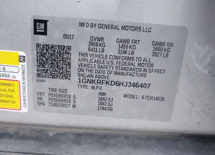 Photo 9 of 2017 Chevrolet Traverse LS (VIN 1GNKRFKD6HJ346407)