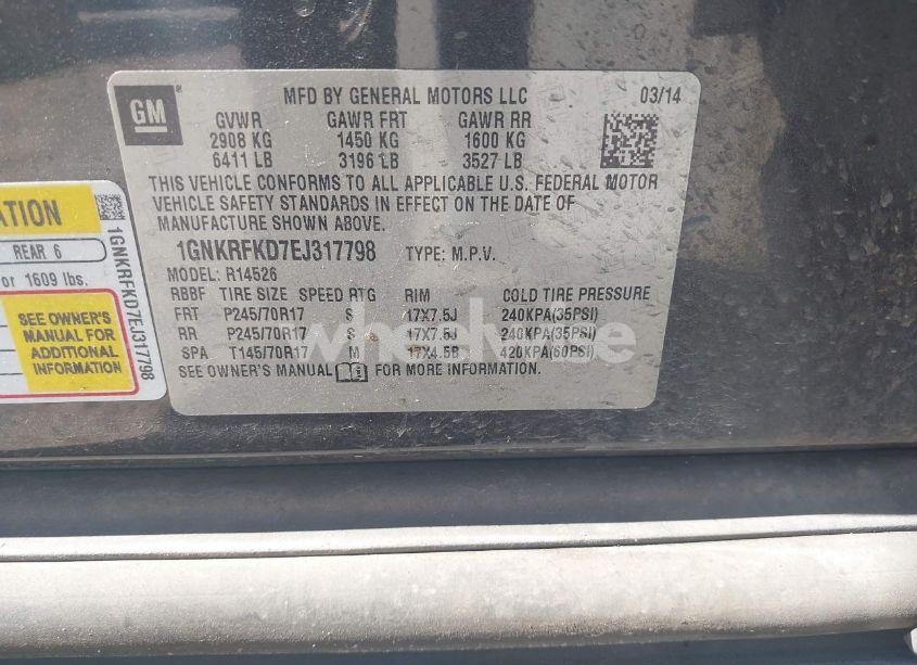 Photo 9 of 2014 Chevrolet Traverse LS (VIN 1GNKRFKD7EJ317798)