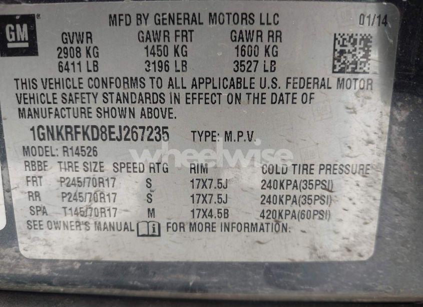 Photo 9 of 2014 Chevrolet Traverse LS (VIN 1GNKRFKD8EJ267235)