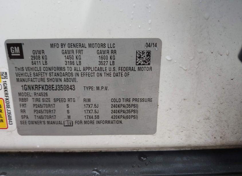 Photo 9 of 2014 Chevrolet Traverse LS (VIN 1GNKRFKD8EJ350843)