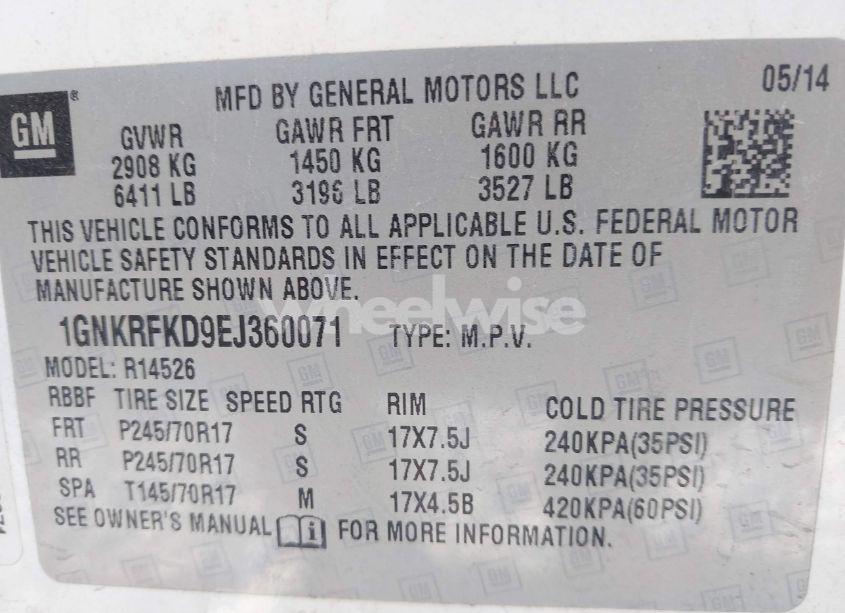 Photo 9 of 2014 Chevrolet Traverse LS (VIN 1GNKRFKD9EJ360071)